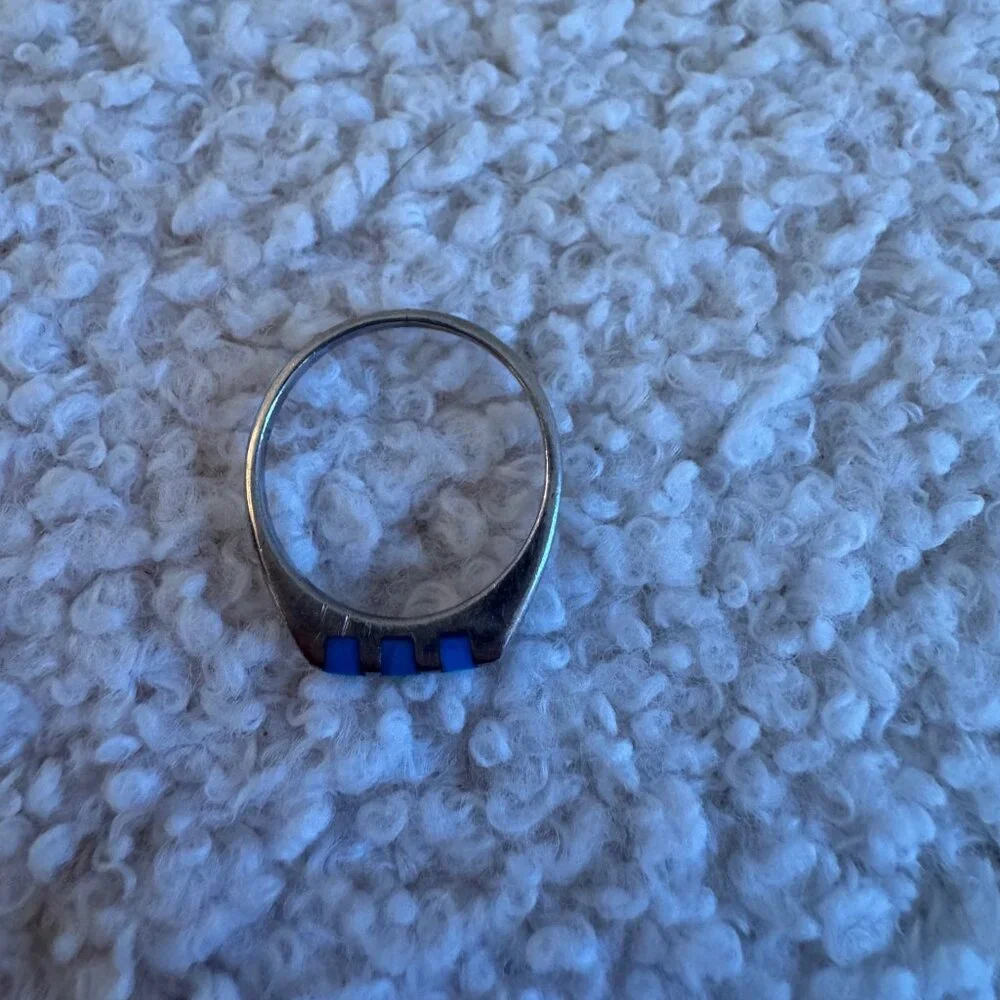 Vintage Sterling Silver with Turquoise Inlay Ring - Picture 3 of 7